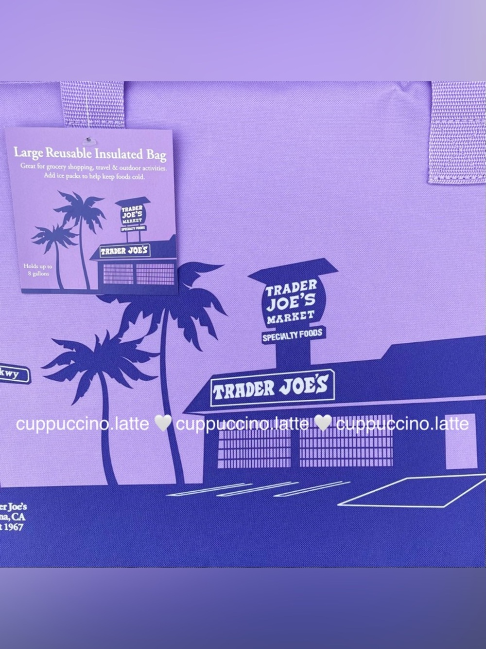 NWT Trader Joe’s 2026 Limited Edition Lilac Purple Rain Insulated Cooler Tote - Picture 5 of 7